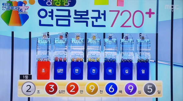 연금복권720당첨확인 (MBC방송화면 캡쳐)